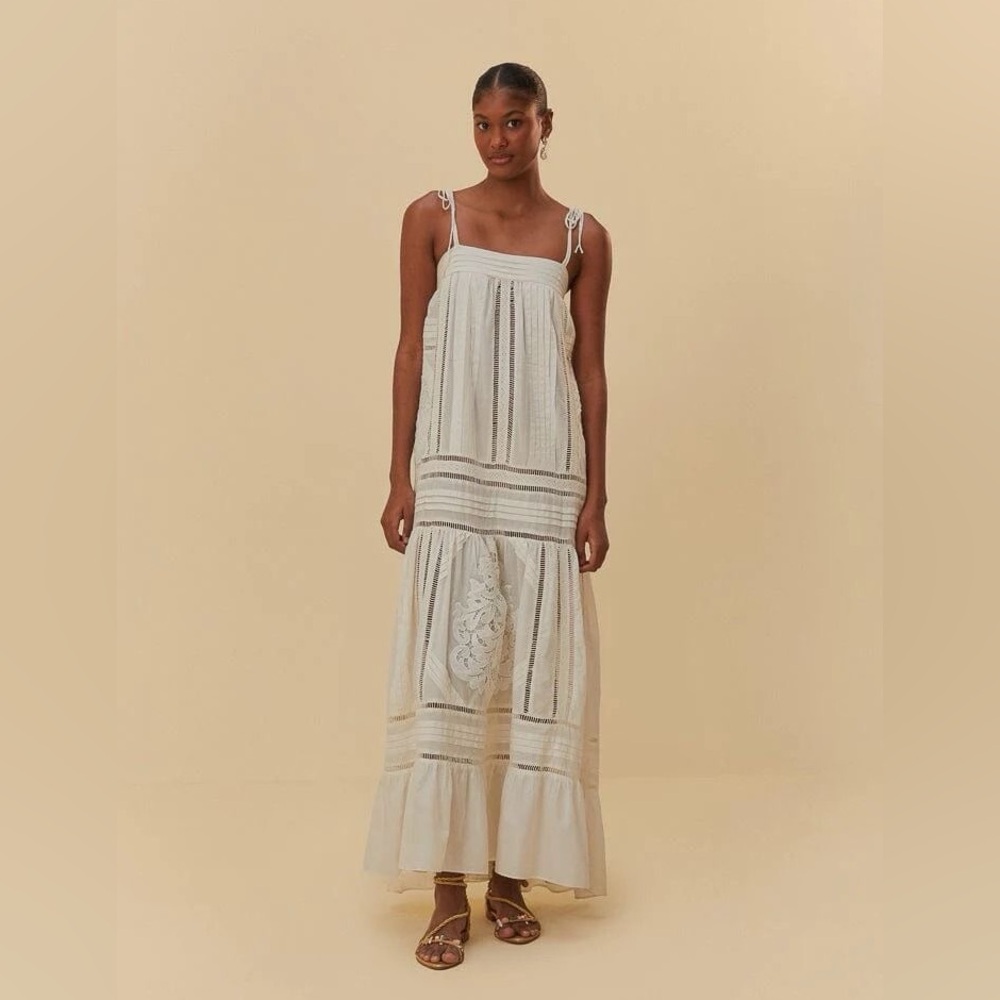 ✨NWT✨ Farm Rio White Lace Sleeveless Midi Dress XS